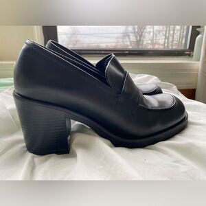 90s Heeled Loafer Black Leather Nine West Shoes